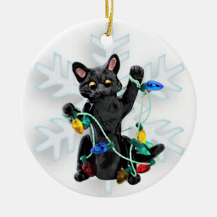 Black Cat Christmas Ornament