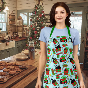Black Cat Christmas Presents Apron