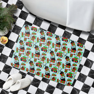 Black Cat Christmas Presents Bath Mat