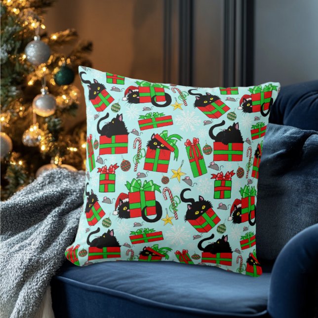Black Cat Christmas Presents Cushion (Creator Uploaded)
