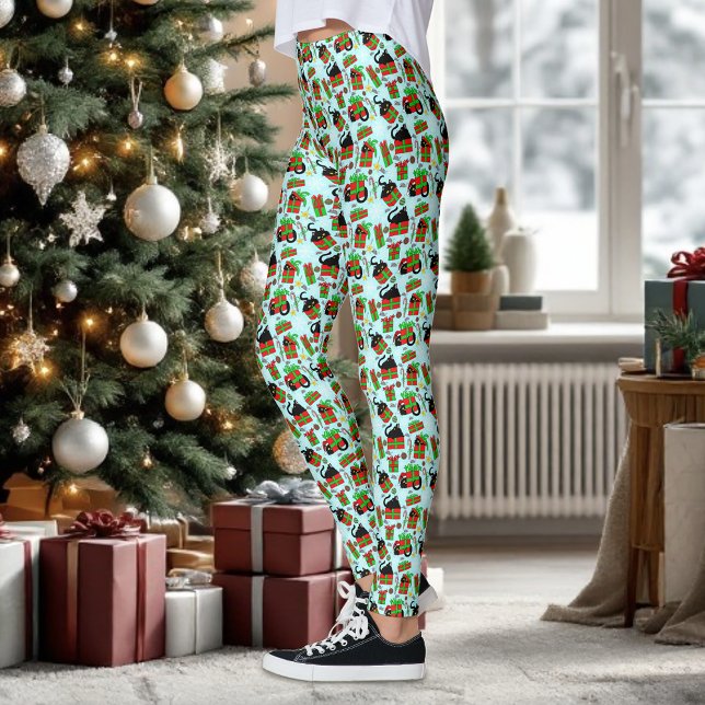Black Cat Christmas Presents. Leggings (Creator Uploaded)