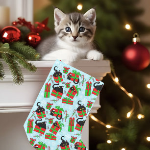 Black Cat Christmas Presents Small Christmas Stocking