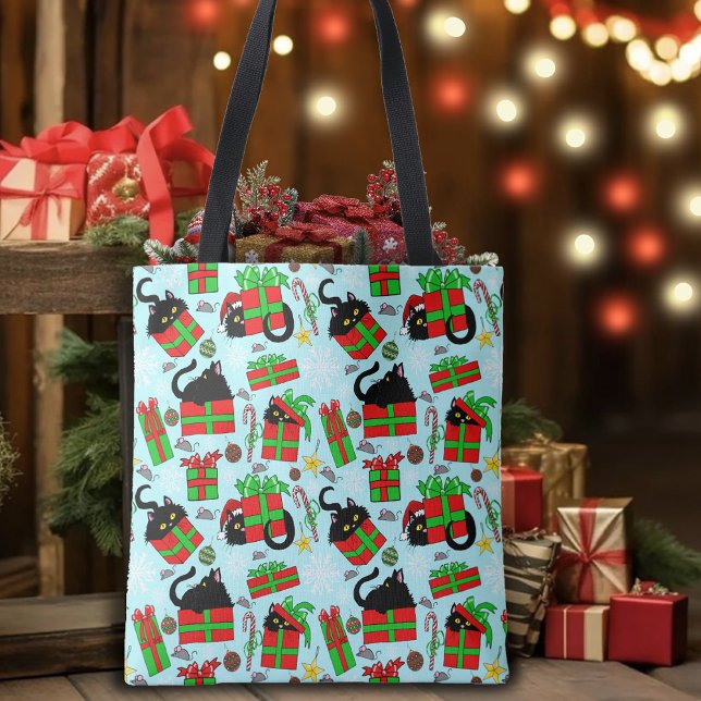 Black Cat Christmas Presents  Tote Bag (Creator Uploaded)