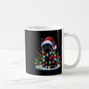 Black Cat Christmas Santa Hat Funny Meowy Cats  Coffee Mug