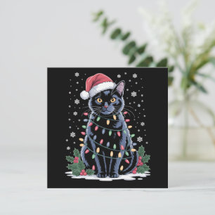 Black Cat Christmas Santa Hat Funny Meowy Cats Holiday Card