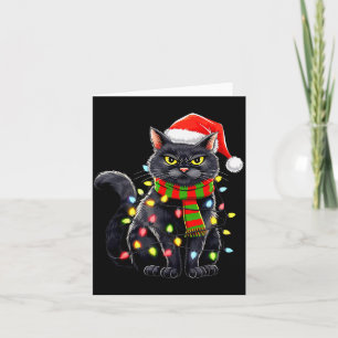 Black Cat Christmas Santa Hat Funny Meowy Cats Wom Card