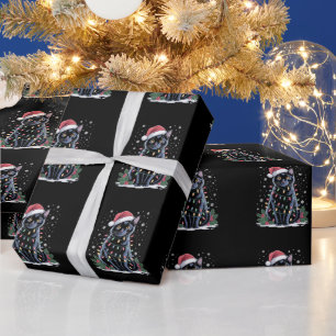 Black Cat Christmas Santa Hat Funny Meowy Cats Wrapping Paper
