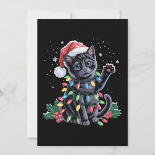 Black Cat Christmas Santa Hat Meowy Xmas Holiday