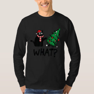 Black Cat Christmas Tree Decor Ornaments Decoratio T-Shirt