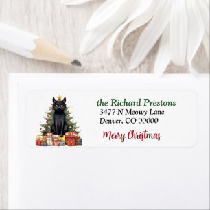 Black Cat Christmas Tree Gifts Return Address