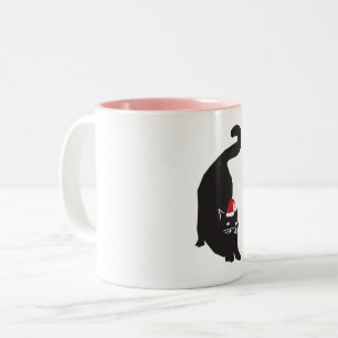 Black Cat Christmas Two-Tone Coffee Mug