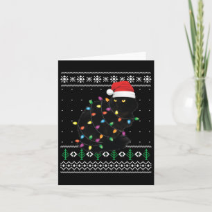 Black Cat Christmas Ugly Sweater Funny Santa Cat S Card