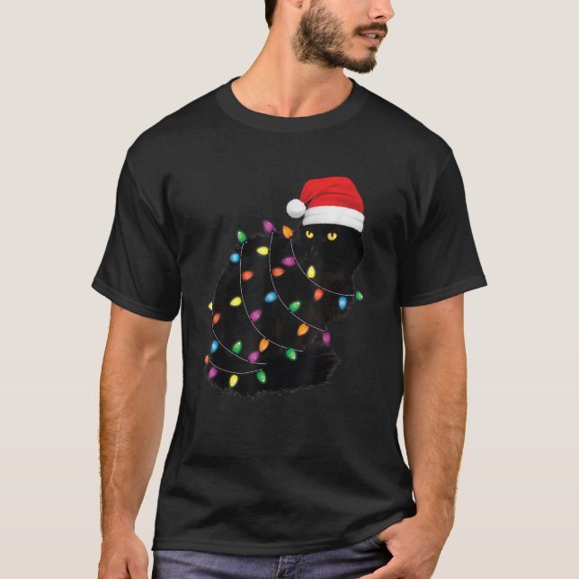 Black Cat Christmas Women Men Kids Cat Xmas Tree S T-Shirt (Front)