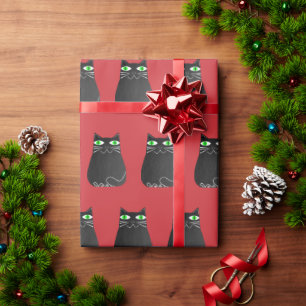 Black Cat Christmas Wrapping Paper