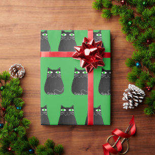 Black Cat Christmas Wrapping Paper