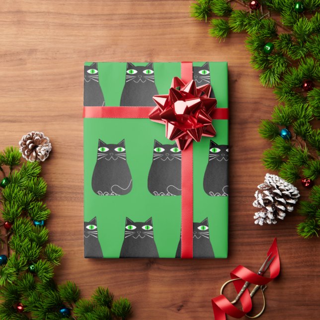 Black Cat Christmas Wrapping Paper (Holiday Gift)