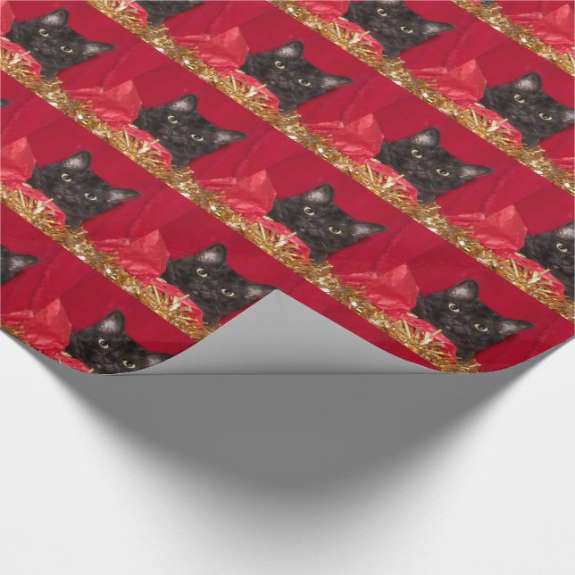 Black cat Christmas Wrapping Paper (Corner)