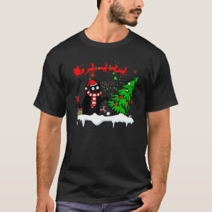 Black Cat Christmas Xmas Light Deer Santas Love T-Shirt