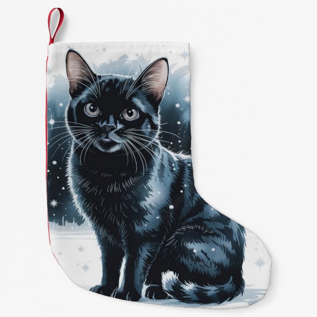 Black Cat Christmas Xmas Stocking (Front)