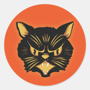 Black Cat Classic Round Sticker