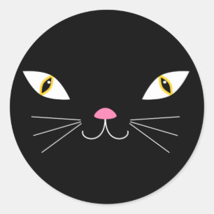 Black cat classic round sticker