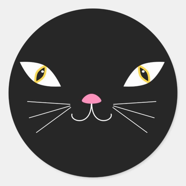 Black cat classic round sticker (Front)