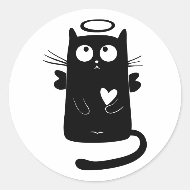 BLACK CAT CLASSIC ROUND STICKER (Front)