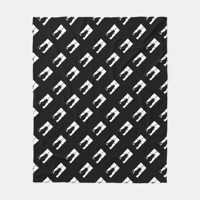 Black Cat Click to Customise Window Colour Option Fleece Blanket (Front)