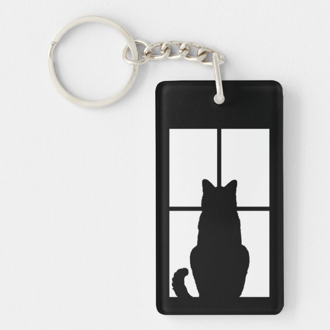Black Cat Click to Customise Window Colour Option Key Ring (Front)