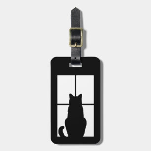 Black Cat Click to Customise Window Colour Option Luggage Tag