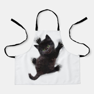 Black Cat Climbing On Human Back Apron