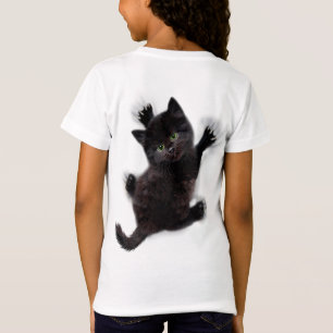 Black Cat Climbing On Human Back T-Shirt