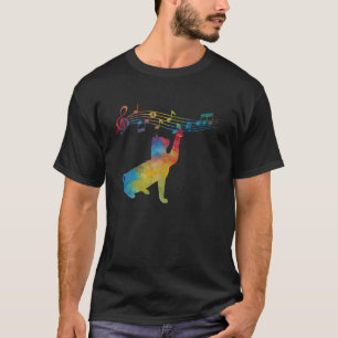 Black Cat Climbing Playing Sheet Music Note Idea T-Shirt