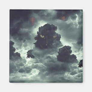 Black Cat Clouds Magnet