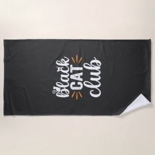 Black Cat Club Halloween Design Beach Towel