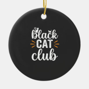 Black Cat Club Halloween Design Ceramic Tree Decoration