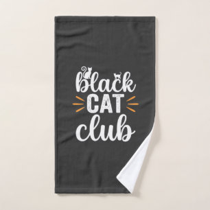 Black Cat Club Halloween Design Hand Towel
