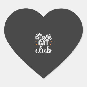 Black Cat Club Halloween Design Heart Sticker