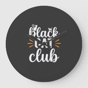 Black Cat Club Halloween Design Large Clock