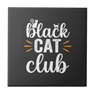 Black Cat Club Halloween Design Tile