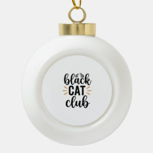 Black Cat Club Vintage Cat Lover Vector Design_1 Ceramic Ball Christmas Ornament