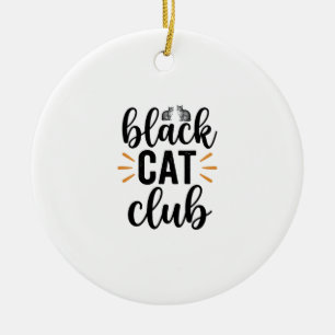 Black Cat Club Vintage Cat Lover Vector Design_1 Ceramic Tree Decoration