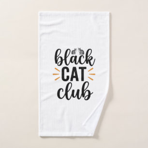Black Cat Club Vintage Cat Lover Vector Design_1 Hand Towel