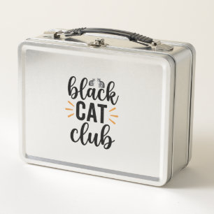 Black Cat Club Vintage Cat Lover Vector Design_1 Metal Lunch Box