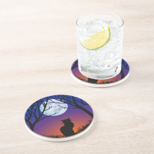 Black Cat Coaster Black Cat Art Decor Cat Lover Gi