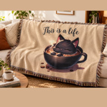 Black Cat Coffee Baby Blanket – Cute Cosy Cat in C