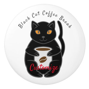Black Cat Coffee Break Thunder_Cove Ceramic Knob