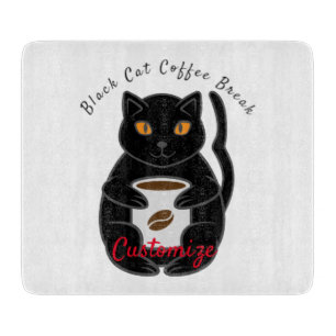 Black Cat Coffee Break Thunder_Cove  Cutting Board