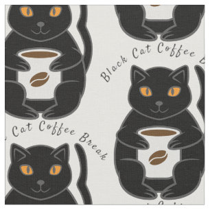 Black Cat Coffee Break Thunder_Cove  Fabric