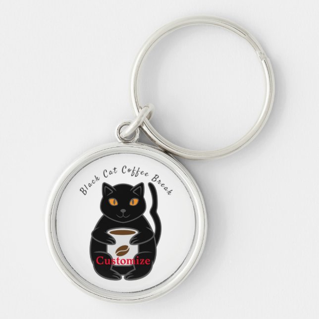 Black Cat Coffee Break Thunder_Cove Key Ring (Front)
